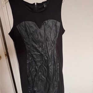 H&M black leather detail dress